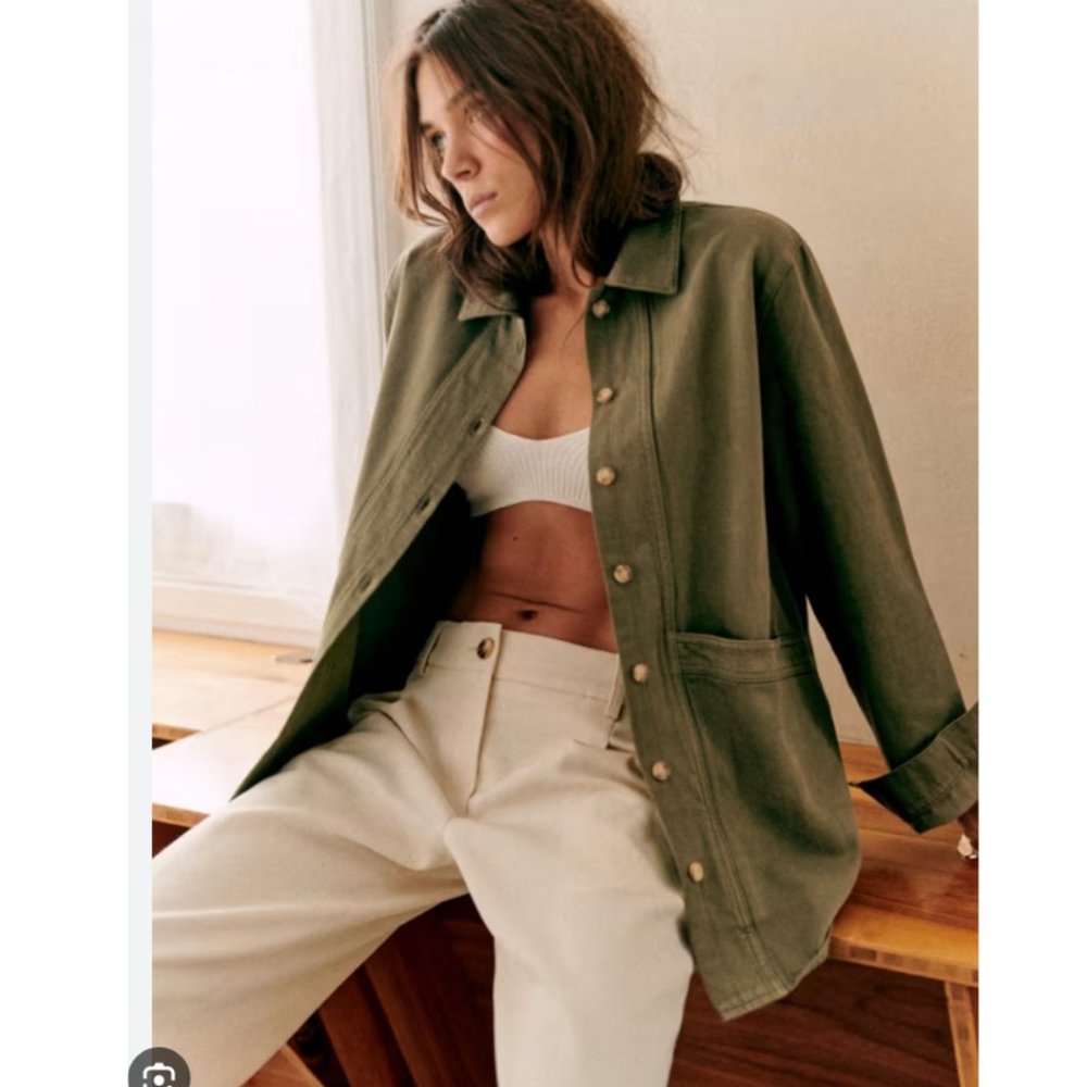 Sezane Olive Green Jean Jacket